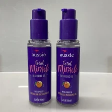 2 X Aussie Total Miracle Restoring Oil with Apricot & Macadamia Oil 3.2 Oz each