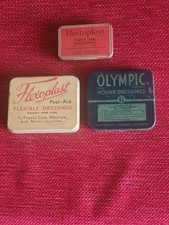 Vintage First Aid Tins, Olympic, Elastoplast & Flexoplast