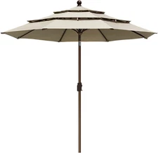 USA 10-Year-Non-Fading 9Ft 3 Tiers Market Umbrella Patio Umbrella Outdoor Table