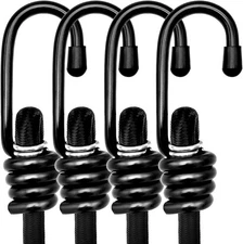 24" Heavy Duty Bungee Cords with Hooks, Black 35 inches x 0.33 inches, 