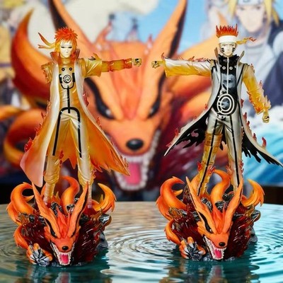 32cm Uzumaki Naruto Namikaze Minato Kyubi Figure Kurama Mode 2 Set #c00079