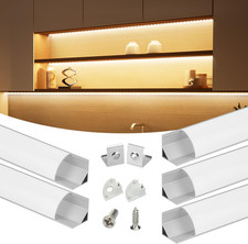 5Pack 3.3FT/1M V Shape LED Channel Silver Aluminum LED Strip Diffuser Channel wi