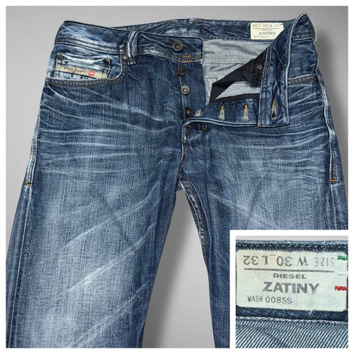Diesel Jeans Herren 30x32 Blau Zatiny Bootcut Denim Distressed Repariert 008SS LESEN