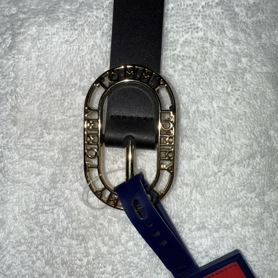 Tommy Hilfiger Cinturón Negro Cuero Sintético Mujer Talla M Hebilla Dorada Logo Foto 4 de 4