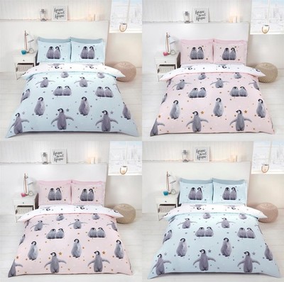 Sternenpinguine Winter entzückend Wende Bettdecke Quilt Cover Set Bettwäsche