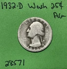 1932-D Washington Silver Quarter 25c Ag About Good Key Date US Coin