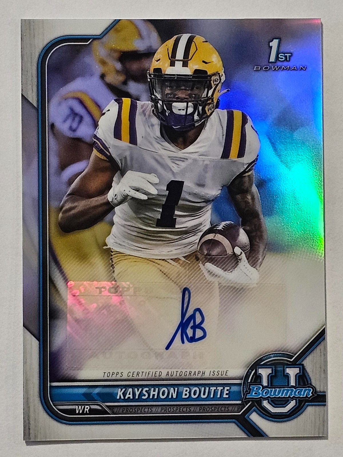 2021-22 Bowman University Chrome 1st Kayshon Boutte Refractor Auto LSU Patriots