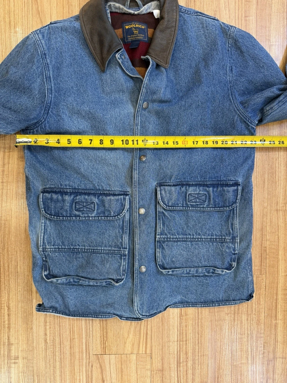 Vintage Woolrich Denim Chore Coat Blanket Lined Mens Size Large - product detail image 2