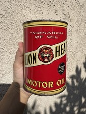 Gilmore Lion Head Motor Oil Quart Can RARE CLEAN Gilmore Oil Can West Coast Can
