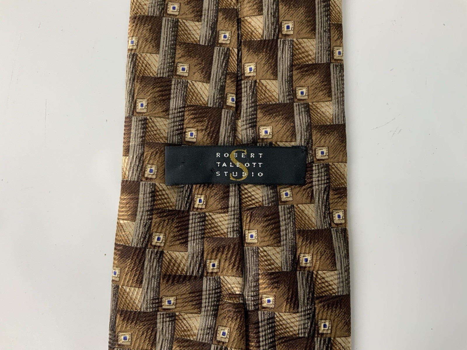 Robert Talbott Studio Neck Tie Brown Geometric Si… - image 5