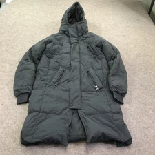 The Arrivals NYC Down Parka Coat Mens XXS Womens XS Gray Hooded Long Jacket