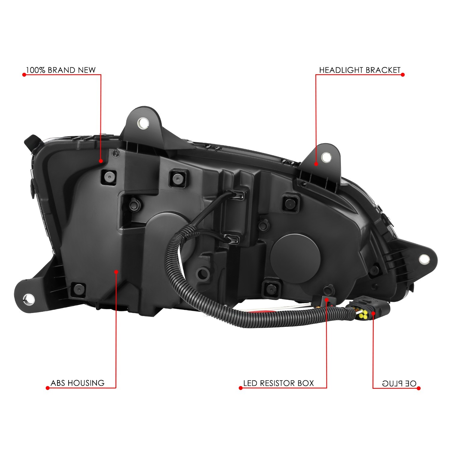 Fits 2008-2017 Kenworth T660 LED Sequential Turn Signal Projector Headlight