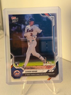 2026 MLB Topps NOW Card 3 Carson Benge RC MLB Debut HR New York Mets
