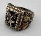 Men's Sterling Silver Black Hills Gold Ring Size 10 Vintage 12.4g