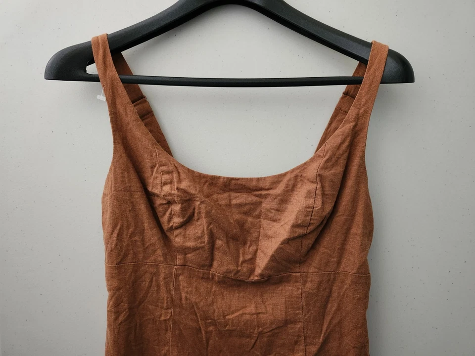 Vestido Urban Outfitters para mujer S correa oxidada cami sin mangas mezcla de lino cubierta de playa Foto 3 de 4