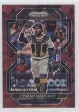 2022 Panini Prizm Tier II Burgundy Cracked Ice 14/25 Omar Narvaez #217 lz7