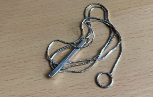 925 Silver Lariat Necklace/ Diamond Set / Modernist Design - Picture 6 of 8