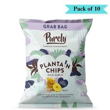 PURELY PLANTAIN Plantain Chips Wild Garlic - Pack of 10 (28g each)