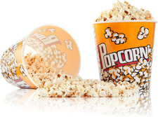 Plastic Popcorn Containers Retro Style Reusable Popcorn Buckets for Movie Night