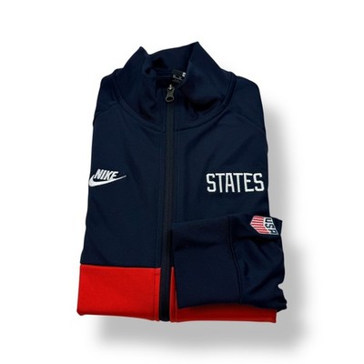 Nike USA Track Jacket Dri Fit Navy Red Blue Mens XS Full Zip Athletic