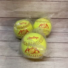 3 SOFTBALLS LOT:  Rawlings ASA.  12”. Leather Cover. Poly Graphite Core.