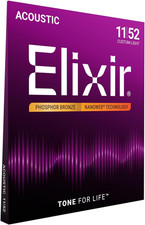 Elixir Strings, Acoustic Guitar Strings, Phosphor Bronze with NANOWEB Coating, L