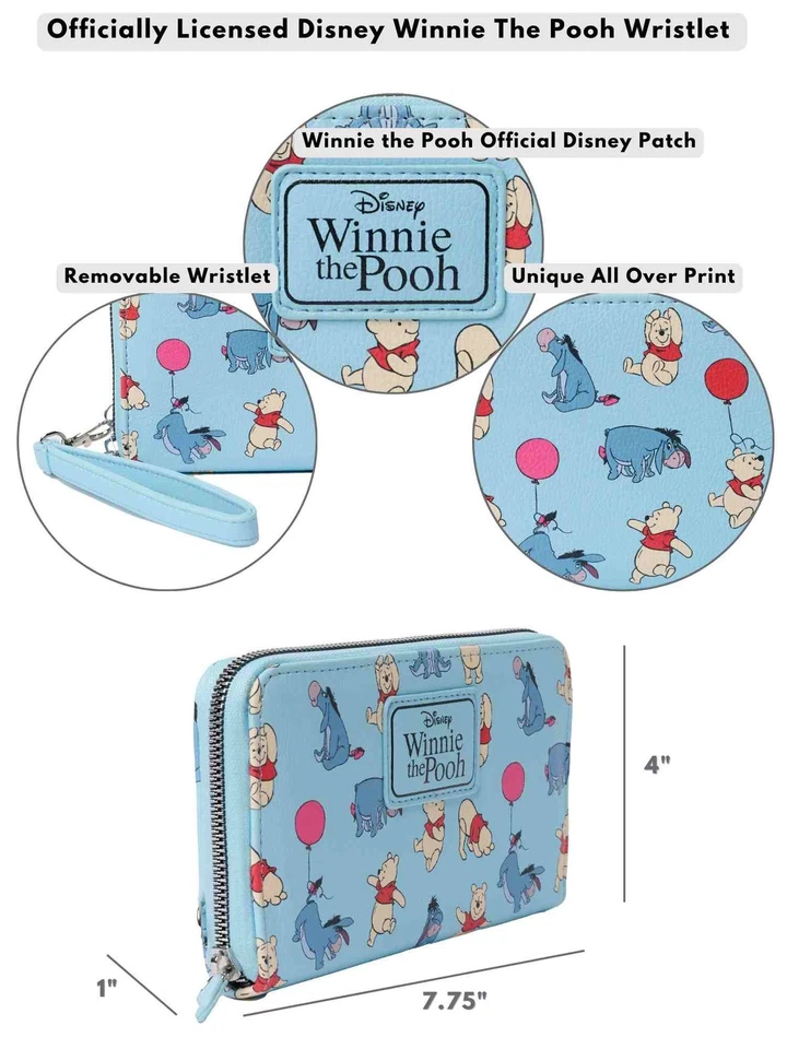 Women's Winnie The Pooh and Eeyore Wallet Wristlet All-Over Print Zip Around - Image 4 of 4