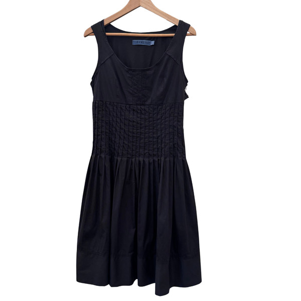 CIVIT Vestido de Mujer negro tg 44 Línea A Falda Amplia con Pliegues