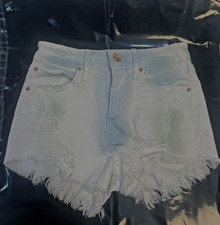 NEW Guess Los Angeles Woman's High Rise Denim Shorts Distressed Raw Hem Size 24