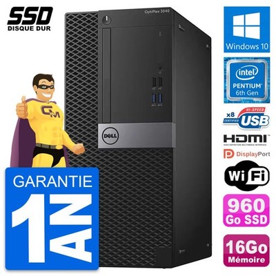 PC tour DELL OptiPlex 3040 Pentium G4400 RAM 16Go SSD 960Go HDMI Windows 10 Wifi