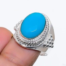 Blue Turquoise Gemstone Handmade 925 Sterling Silver All Size Ring For Gift