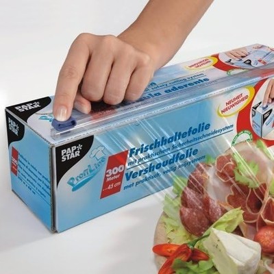 PAPSTAR Cling Film in Folding Box 300 m x 45 cm with Practical Cutting System