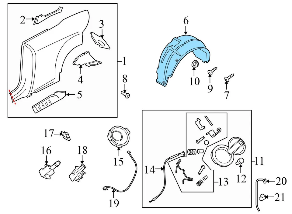 AUDI TT RS QUATTRO 2012-2014 - Guardabarros trasero derecho forro/protector contra salpicaduras Foto 2 de 4