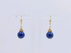 14K Yellow Gold Lapis Lazuli Dangle Leverback Earrings 3.99 Grams U526