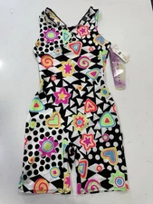 NEW vintage Biketard Unitard Colorful Neon Gilda Marx Size XS (YJ) Abstract