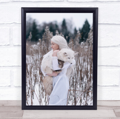 Fuchs Schnee Tier Tiere Umarmung Queue Liebkosung Wandkunstdruck