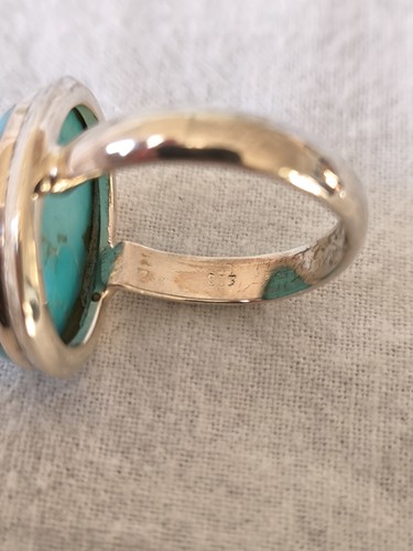 Schöner Silberring mit großem Türkis 925 Silber Ring Gr. 60 - Bild 10 von 11