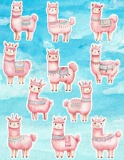 Pink Boho Llama Die Cut Vinyl Stickers Set Scrapbooking Laptop Waterbottle 