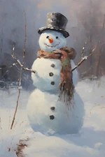 SNOWMAN CHRISTMAS WINTER STRETCHED CANVAS PRINT WALL ART READY TO HANG CA17