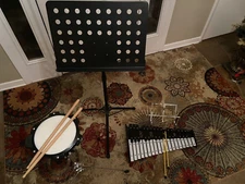 Percussion Set Including Xylophone, Drum Pad and Gearlux Music Stand