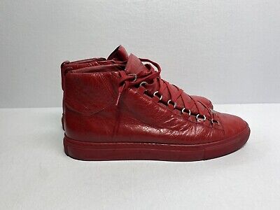 Balenciaga Arena High Top Red Leather Shoes Sneakers US 11 EU 45