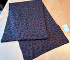 NWT J MCLAUGHLIN SCARF BLACK BROWN ANIMAL CHEETAH PRINT WOOL BLEND 14" X 78"