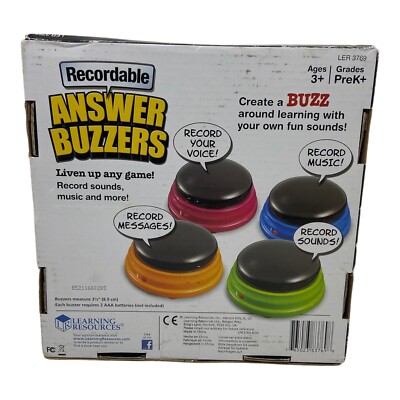   Learning Resources Recordable Answer Buzzers - Set of 4, Ages 3+ | Pre-K NEW