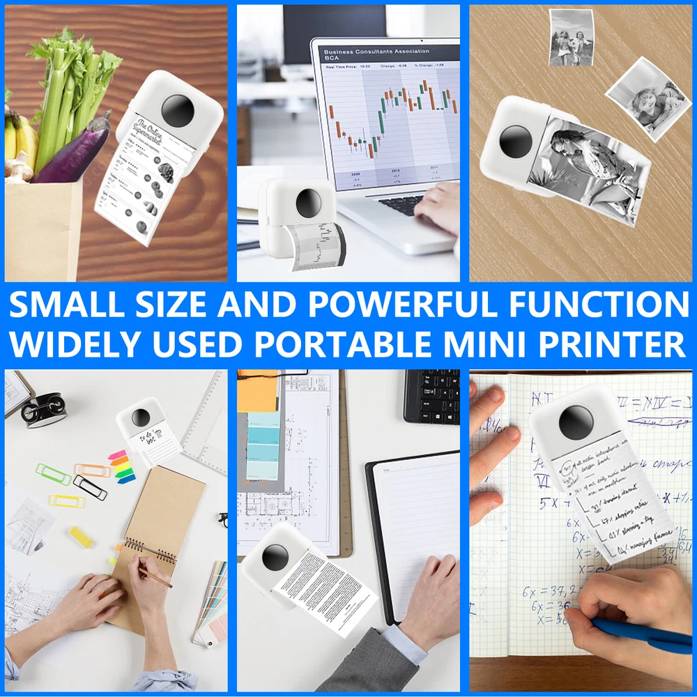 Mini Bluetooth Portable Inkless Thermal Photo Printer with Roll Paper  