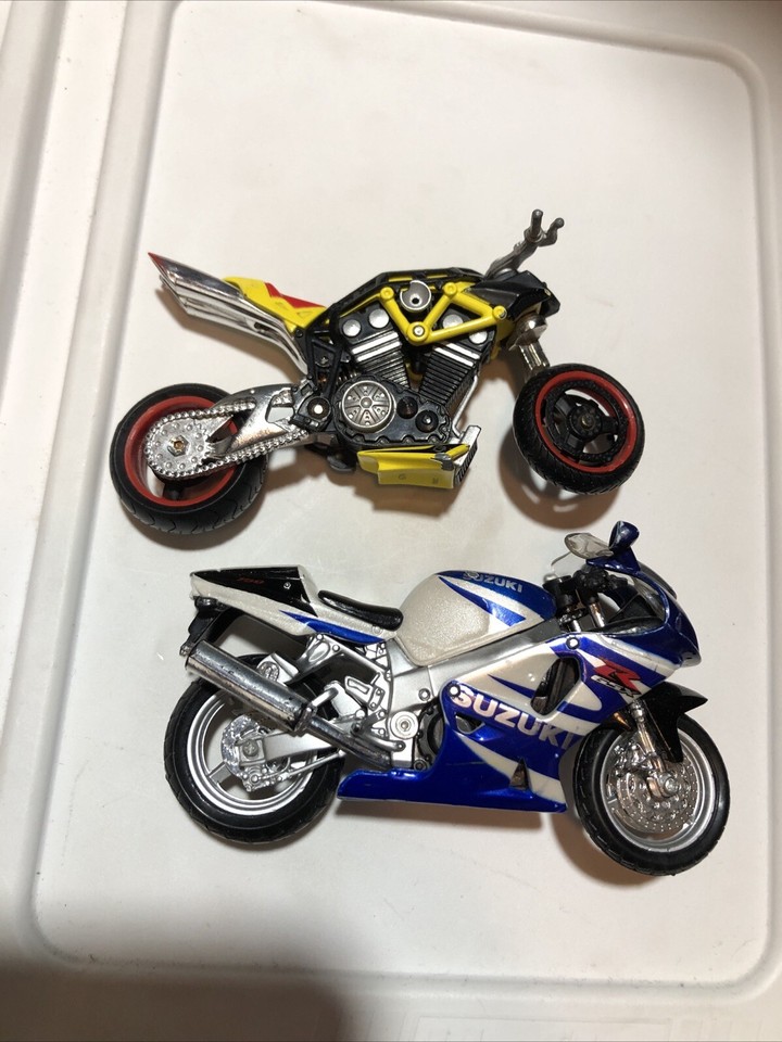 Lot 2 Bikes Hot Wheel Street Power XBlade Yellow Motorcycle & Suzuki