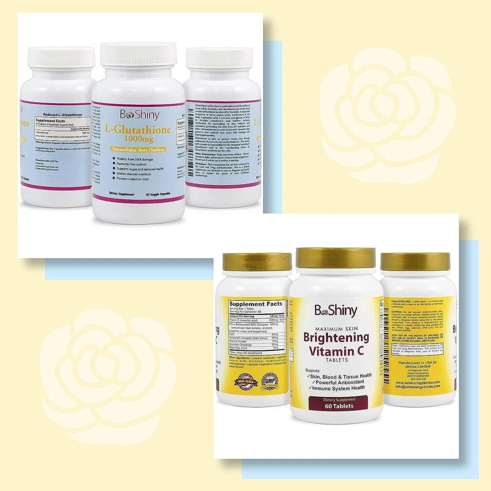 BeShiny Glutathione and Vitamin C 1000mg Skin Whitening Brightening Pills Set - Image 2 of 4