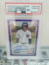 2020 Bowman Chrome Jasson Dominguez Purple Refractor Auto #/499 PSA 10 Gem Mint