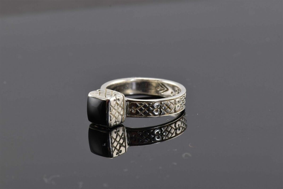 SILPADA 925 STERLING SILVER BLACK ETCHED ONYX RING R0945 SILPADA 925 STERLING SILVER BLACK ETCHED ONYX RING R0945
