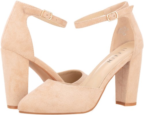 NEW Women's Point Toe Chunky Heeled Pumps Ankle Strap Pumps High Heel Pump - Imagen 25 de 51