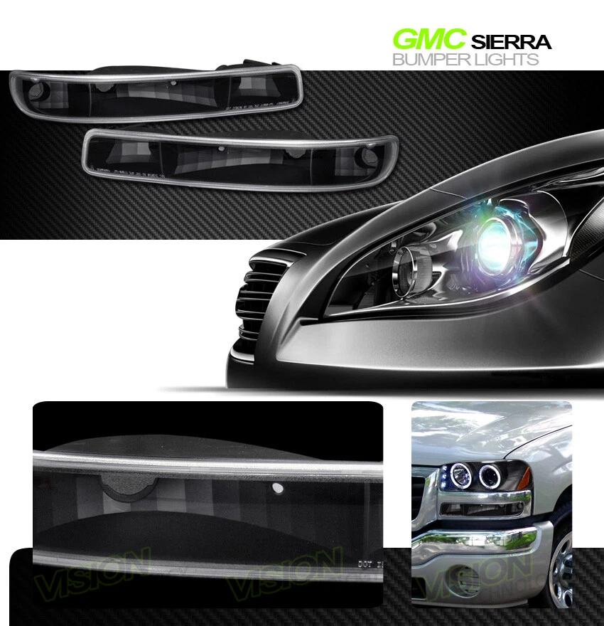 Luces de esquina de parachoques de estacionamiento con señal de giro negras Jy para 99 00-06 GMC Sierra/Yukon Foto 2 de 2